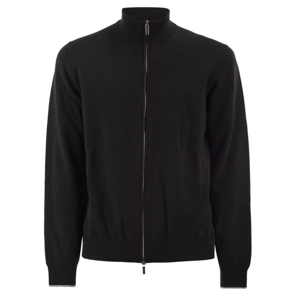 Peserico Men Virgin Wool And Cashmere Zip Cardigan
